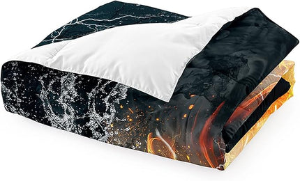 Basketball Comforter Set Queen, Sports Basketball Bedding 3 Pieces(1 Basketball Comforter 2 Pillowcases) Ice Flame Basketball Comforter Set Sport Microfiber Bedding Set for Boy Kids - LeafyLoom