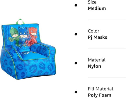 Idea Nuova PJ Mask Toddler Nylon Bean Bag Chair with Piping & Top Carry Handle, NK570401, Medium - LeafyLoom