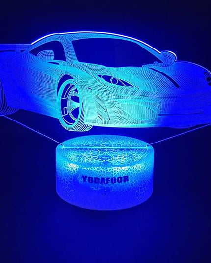 3D Car Breastfeeding Night Light, Multi Color LED Table Night Lamp, Timing Remote Control, Smart Touch Car Theme Bedroom Decor Light, Car Shape Gifts for Teen Kid Boy Girl Age 1-14 - LeafyLoom