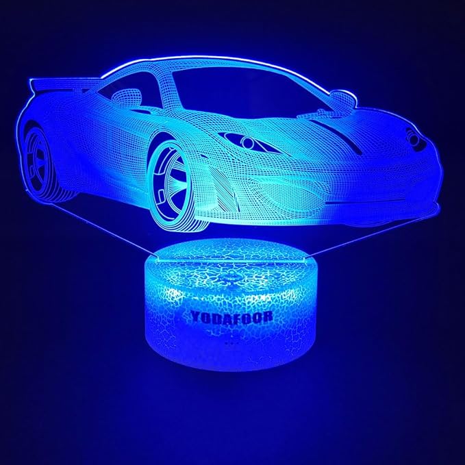 3D Car Breastfeeding Night Light, Multi Color LED Table Night Lamp, Timing Remote Control, Smart Touch Car Theme Bedroom Decor Light, Car Shape Gifts for Teen Kid Boy Girl Age 1-14 - LeafyLoom