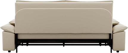 3 in 1 Oversized Love Seat Sofá Convertible Queen Size Sofabed with 2 Lumbar Pillows, Loveseat Sofa W/Pull Out Sleeper Couch Bed for Home,Office,Apartment,RV Living Room, 70.1", Beige - LeafyLoom