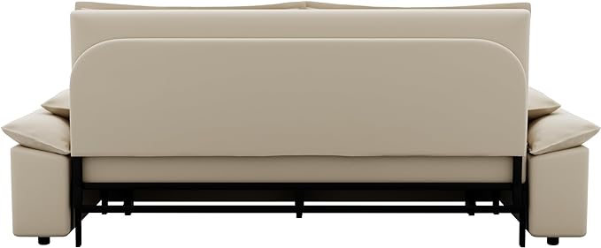 3 in 1 Oversized Love Seat Sofá Convertible Queen Size Sofabed with 2 Lumbar Pillows, Loveseat Sofa W/Pull Out Sleeper Couch Bed for Home,Office,Apartment,RV Living Room, 70.1", Beige - LeafyLoom