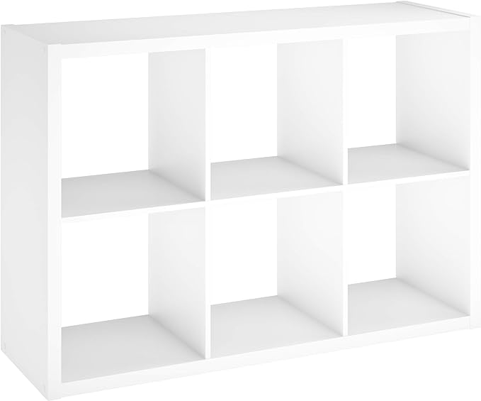 ClosetMaid 6 Cube Storage Shelf Organizer Bookshelf with Open Back, Vertical or Horizontal, Easy Assembly, Wood, White Finish - LeafyLoom