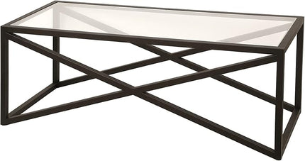 Calix 46'' Wide Rectangular Coffee Table in Blackened Bronze - LeafyLoom