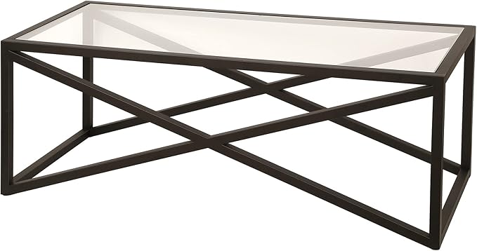 Calix 46'' Wide Rectangular Coffee Table in Blackened Bronze - LeafyLoom