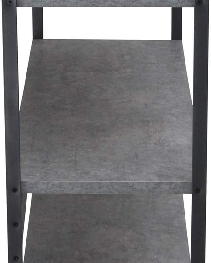 Household Essentials 3 Tier Storage Shelf with Minimalist Metal Frame | 40.5" W x 32.5" H x 13.75" D | Slate Faux Concrete, Grey - LeafyLoom