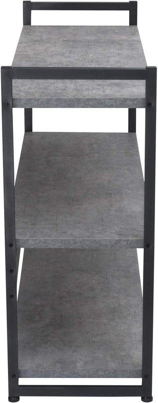 Household Essentials 3 Tier Storage Shelf with Minimalist Metal Frame | 40.5" W x 32.5" H x 13.75" D | Slate Faux Concrete, Grey - LeafyLoom