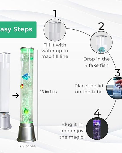 Shop LC Electric Fake Fish Tank Aquarium Lamp with 6 LED Glowing Colors Changing Lights and Sensory Bubble Tube Lamp - Artificial Fish Tank with Moving Fish - Night Light Sensory Lamp Birthday Gifts - LeafyLoom