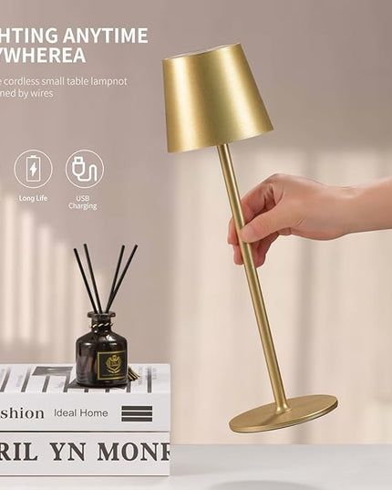 BGFHome Cordless Table Lamp LED Desk lamp,5000mAh Rechargeable Touch Night Light Wireless Minimalist Design for/Restaurant/Bedroom/Bars/Outdoor Party/Camping/Coffee Shop(2 Pack Gold)… - LeafyLoom