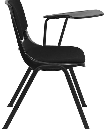 Flash Furniture Black Padded Ergonomic Shell Chair with Left Handed Flip-Up Tablet Arm - LeafyLoom