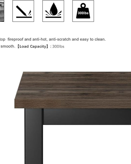 Need Small Desk, 39.4 inches Sturdy Writing Desk for Small Spaces, Small Computer Desk Teens Desk Study Table Laptop Desk Home Ofice Desk, Black Metal Frame, Walnut - LeafyLoom