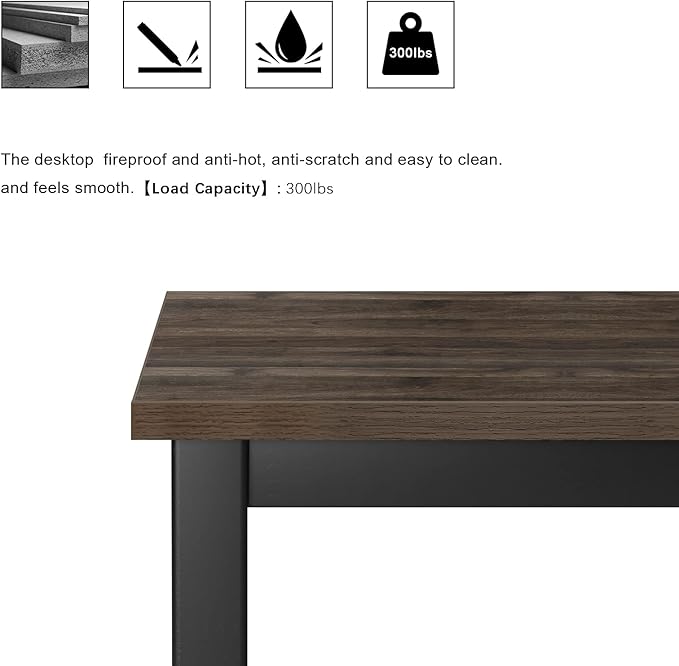 Need Small Desk, 39.4 inches Sturdy Writing Desk for Small Spaces, Small Computer Desk Teens Desk Study Table Laptop Desk Home Ofice Desk, Black Metal Frame, Walnut - LeafyLoom