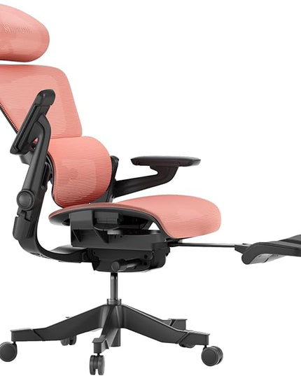 HINOMI H1 Pro V2 Ergonomic Office Chair with Footrest - Home Office Desk Chair with Lumbar Support, Mesh Office Chair with Headrest, Comfy Computer Chair with Back Support (Red, Extra-High) - LeafyLoom