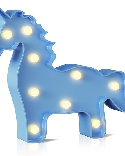 Blue Unicorn Decor, Battery Powered Unicorn Night Light for Kids, Unicorn Party Decorations, Unicorn Birthday Decorations for Girls, Girls Night Light, Girls Room Decor - LeafyLoom