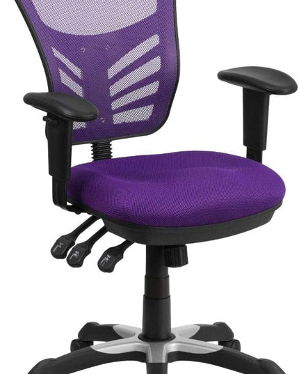 Flash Furniture Nicholas Mid-Back Swivel Office and Gaming Chair, Ergonomic Mesh Office Chair with Adjustable Lumbar Support and Height, Purple - LeafyLoom