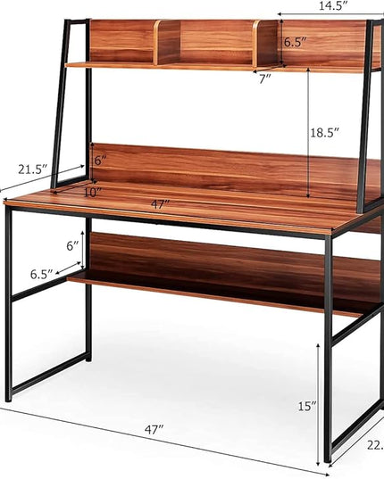 Computer Desk, Brown - LeafyLoom