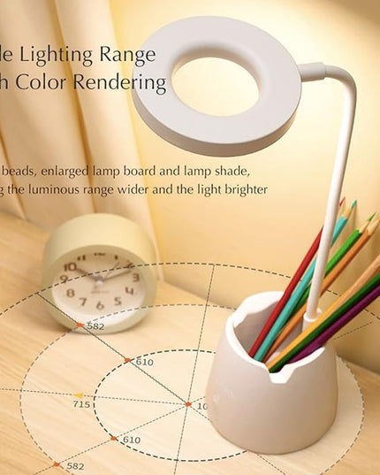 Desk Lamp, Desk Lamps for Home Office, Led Touchable Light, Remote Controlled, Dimmable, 3 Color Modes, Gooseneck, Small White Lamp, Led Table Light, Dorm Lamp, Rechargeable Study Table Lamp - LeafyLoom