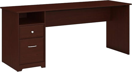 Bush Furniture Cabot Desks for Home Office with Storage and Chrome Hardware | Elegant Computer Table with Drawers, 72W, Harvest Cherry - LeafyLoom