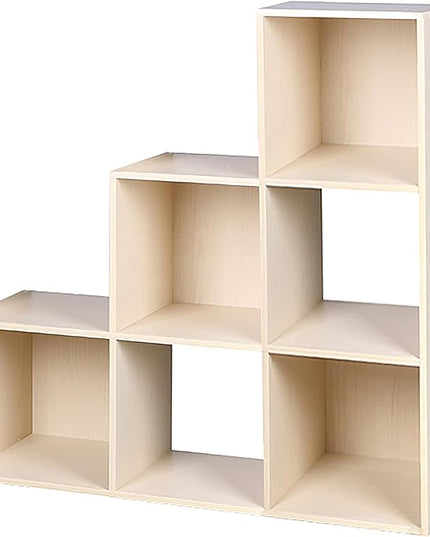 Home Basics Open and Enclosed Cube MDF Storage Organizer, Oak (6-Cube Tiered) - LeafyLoom