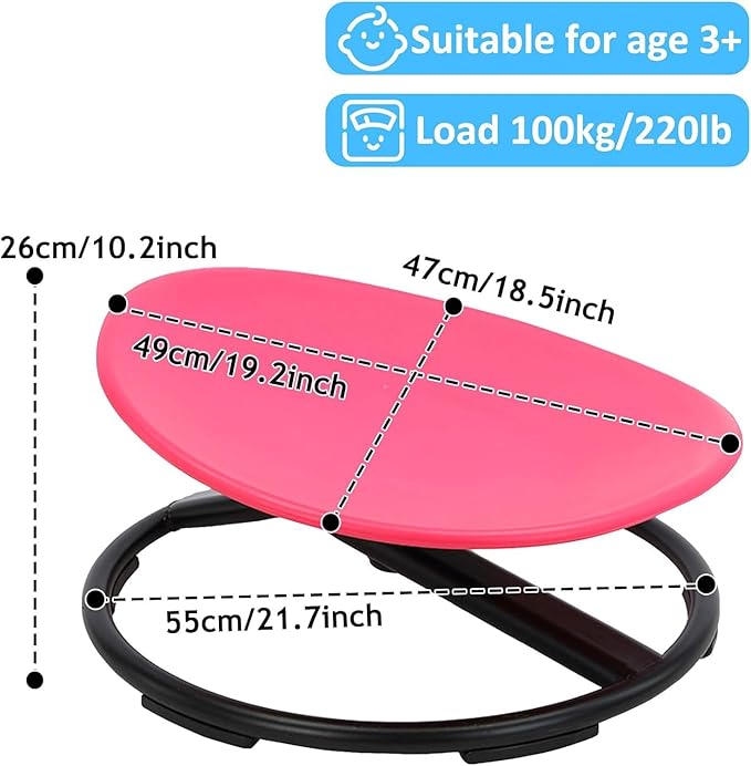 Kids Sit and Spin Sensory Chair,Kids Sensory Spin Chair Seat,Kids Carousel Spin Sensory Chair,Metal Base Non-Slip Pads,Training Body Coordination,Kids Indoor Outdoor Play Equipment - LeafyLoom