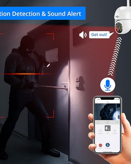 Hiseeu 5MP 360° Pan Tilt Camera WiFi Security Camera Outdoor Motion Tracking Floodlights Light Alarm,Color Night Vision,PC&Mobile Remote View,Two-Way Audio Security Camera Hiseeu