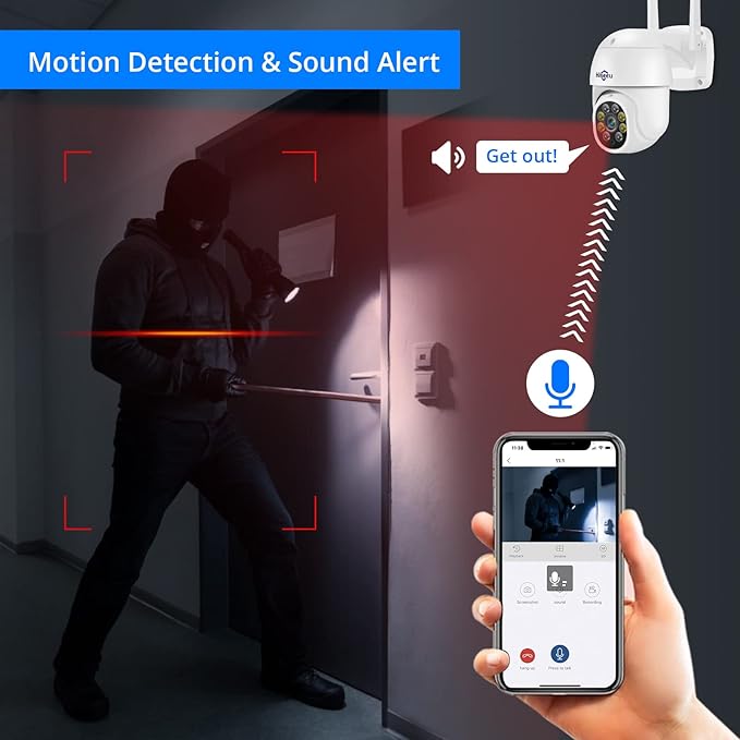 Hiseeu 5MP 360° Pan Tilt Camera WiFi Security Camera Outdoor Motion Tracking Floodlights Light Alarm,Color Night Vision,PC&Mobile Remote View,Two-Way Audio Security Camera Hiseeu