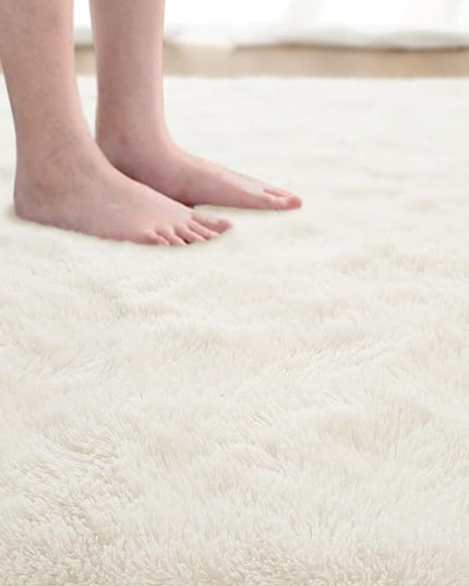 Softlife Rug for Living Room 6x9 Feet Area Rug for Bedroom Super Soft Shaggy Rugs for Kids Room Fluffy Fuzzy Carpets Long Plush Bedside Rug Nursery Christmas Home Decor for Boys Girls, Creamy White - LeafyLoom