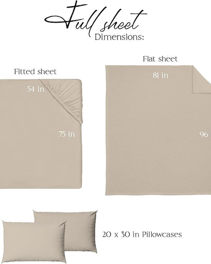 Northwest Ashford Home Essentials Bedding, 4 Piece Full Size Sheet Set, Sand Dollar Taupe - LeafyLoom