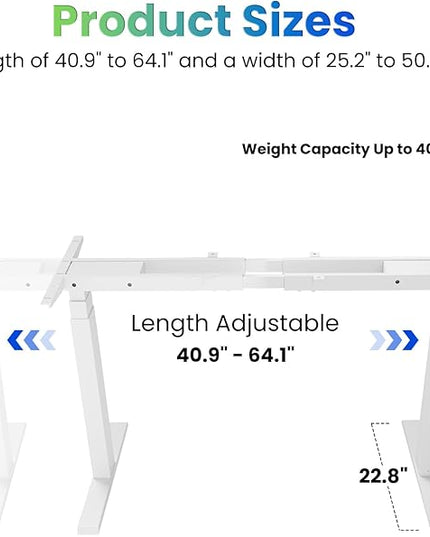 Standing Desk Frame Dual Motor- 3 Tier Standing Desk Legs, Adjustable Desk Frame, Sit Stand Desk Frame，White Frame - LeafyLoom
