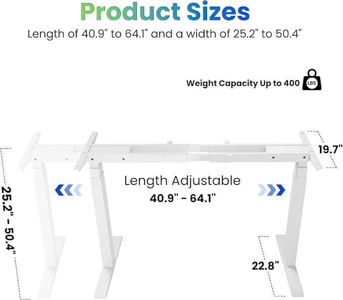 Standing Desk Frame Dual Motor- 3 Tier Standing Desk Legs, Adjustable Desk Frame, Sit Stand Desk Frame，White Frame - LeafyLoom