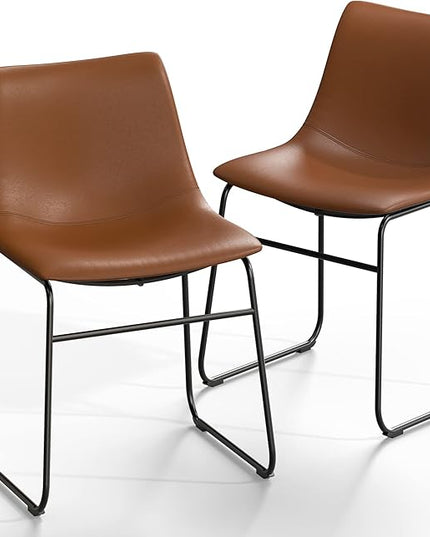 NicBex Retro Side Chair Dining Chair with Metal Legs for Kitchen, Living, Dining Room, Set of 2, (Walnut Color) (A-GE17013-USSU014) - LeafyLoom