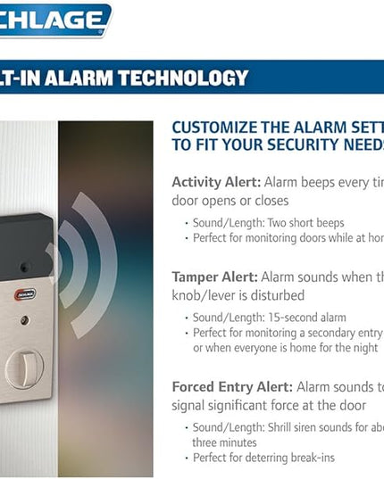 SCHLAGE Connect Century Touchscreen Deadbolt with Built-In Alarm and Handleset Grip with Latitude Lever, Satin Nickel, FE469NX LAT 619 CEN SchlageLockCompany