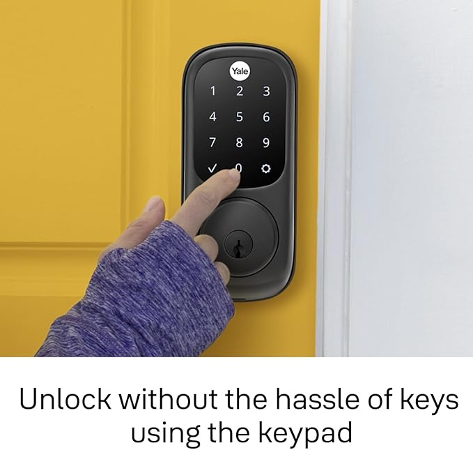 Yale Assure Lock Deadbolt, Black Suede Digital Touchscreen Non-Connected Keypad with Backup Key for Front or Back Entry Door, YRD226-NR-BSP Yale