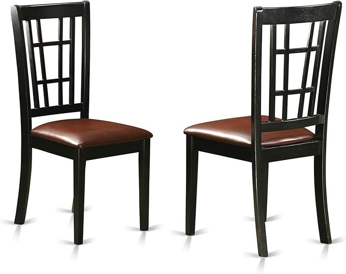 East West Furniture ANNI3-BLK-LC 3 Piece Dinette Set for Small Spaces Contains a Round Kitchen Table with Pedestal and 2 Faux Leather Upholstered Dining Chairs, 36x36 Inch, Black & Cherry - LeafyLoom