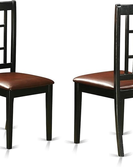 East West Furniture ANNI5-BLK-LC 5 Piece Dinette Set for 4 Includes a Round Table with Pedestal and 4 Faux Leather Kitchen Dining Chairs, 36x36 Inch, Black & Cherry - LeafyLoom