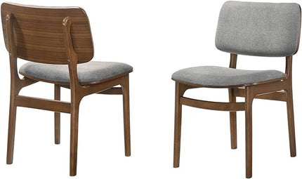 Armen Living Lima Wood Dining Accent Chairs Finish Fabric-Set of 2, 20" Wide, 22"D x 20"W x 31.5"H, Walnut/Grey - LeafyLoom