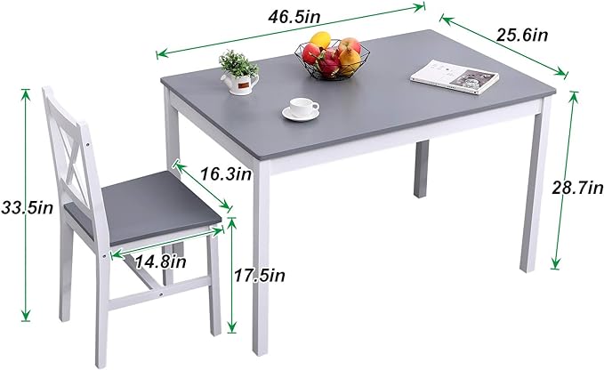 sogesfurniture 5 Piece Kitchen Dining Room Table Sets for 4, Modern Space-Saving Dining Furniture, Pastoral Rectangular Dining Table Furniture Set for Kitchen, Dining Room - LeafyLoom
