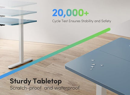 FEZIBO Electric Standing Desk, 55 x 24 Inches Height Adjustable Stand up Desk, Sit Stand Home Office Desk, Computer Desk, Blue - LeafyLoom