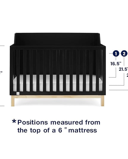 babyGap by Delta Children Oxford 6-in-1 Convertible Crib TrueSleep 2-Stage Deluxe Crib and Toddler Mattress (Bundle), Ebony/Natural - LeafyLoom