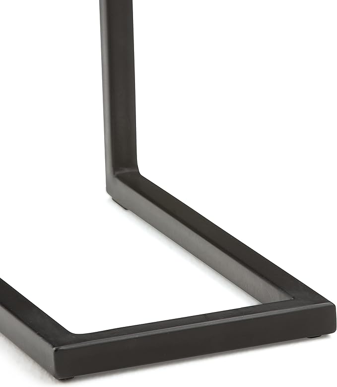 SIMPLIHOME Skyler SOLID MANGO WOOD and Metal 18 Inch Wide Rectangle C Side Table in Dark Cognac Brown, Fully Assembled, For the Living Room and Bedroom - LeafyLoom