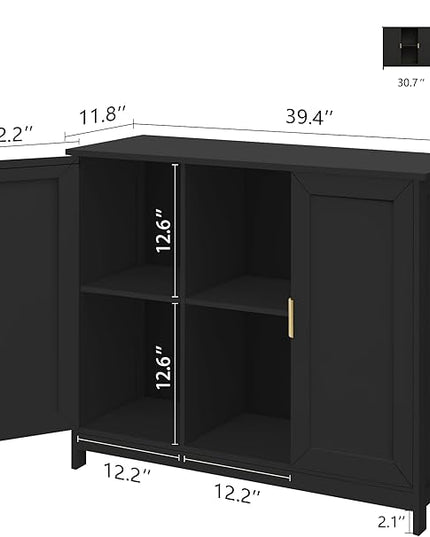 TaoHFE Black Storage Cabinet,Credenza Buffet Cabinet Wooden Coffee Bar Cabinet Buffet Table black Sideboard Thin Cabinet for Narrow Spaces Entry Cabinet Hallway Cabinet for Kitchen,Living Room - LeafyLoom