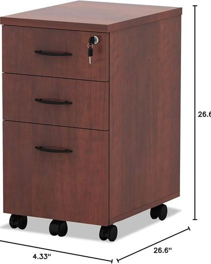 Alera ALEVA572816MC 15.88 in. x 20.5 in. x 28.38 in. Valencia Series 3-Drawer Mobile File Pedestal - Cherry - LeafyLoom
