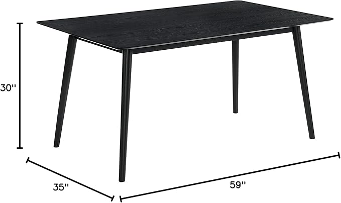Armen Living Westmont 59" Rectangular Wood Dining Table, Black - LeafyLoom