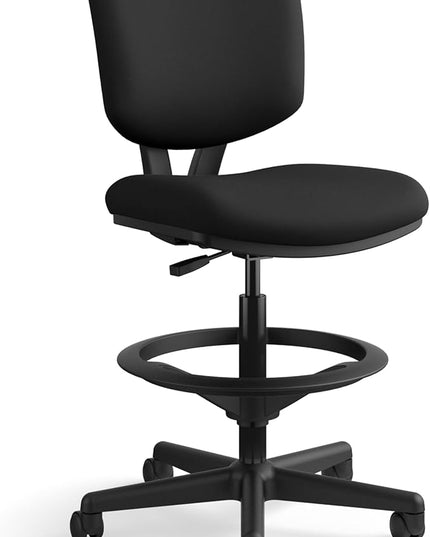 HON Volt Armless Task Seating, Stool, Black Fabric Stool - LeafyLoom