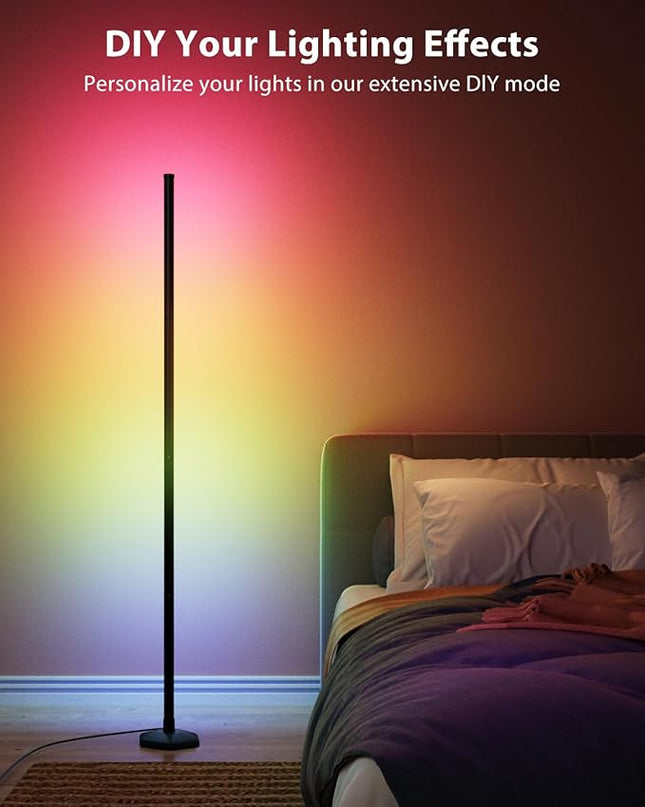 2PCS RGB Floor Lamp, Bluetooth APP and Remote Control 65" Smart Modern Standing Lamp Music Sync 16 Million DIY Colors Changing LED Floor Lamp with Heavy Base - LeafyLoom