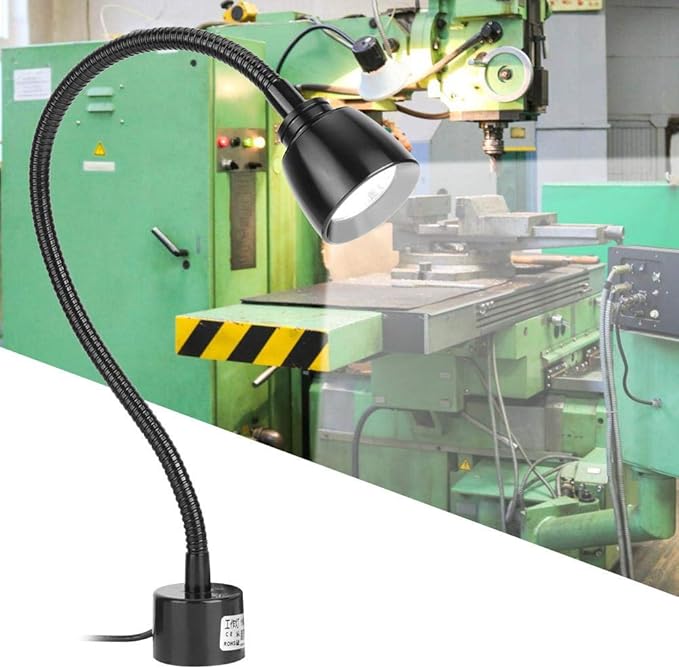 CHICIRIS 7W LED Machine Tool Lamp, Metal LED Working Light with Magnetic Base, Flexible Gooseneck Work Lamp, for Reading Lamp, Headboard CNC Punching Machine US Plug - LeafyLoom
