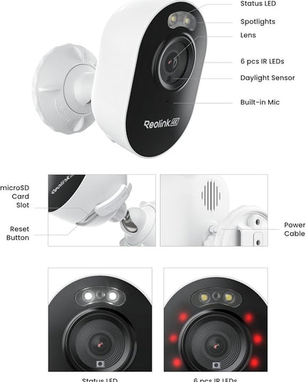 REOLINK 4K Outdoor Security Camera, 2.4/5GHz Wi-Fi 6, AI Detection, Spotlight Color Night Vision, 24/7 Recording, No Monthly Fees, Corded Wireless WiFi Security Camera, Weatherproof, Lumus Pro REOLINK