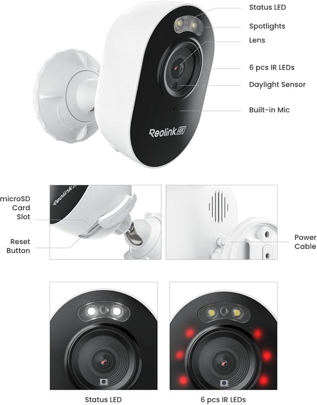 REOLINK 4K Outdoor Security Camera, 2.4/5GHz Wi-Fi 6, AI Detection, Spotlight Color Night Vision, 24/7 Recording, No Monthly Fees, Corded Wireless WiFi Security Camera, Weatherproof, Lumus Pro REOLINK
