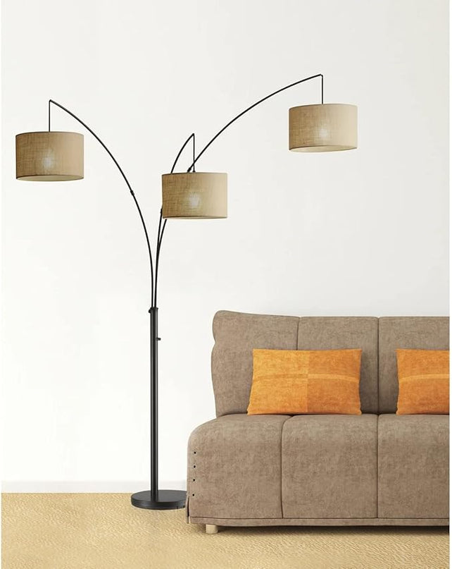 Adesso 4238-26 Trinity Arc Floor Lamp Antique Bronze FinisH, Beige Burlap . Home Decor Lamps and Light Fixtures, 82",3 Arm - LeafyLoom