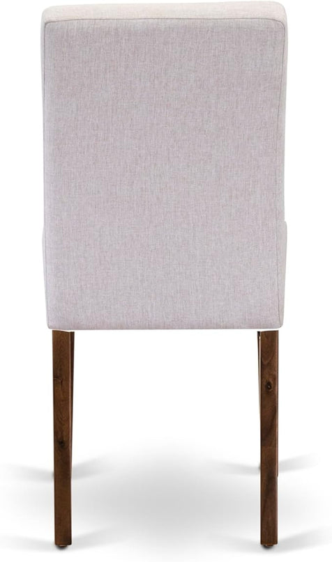 East West Furniture ANAS3-AWA-08 3 Piece Kitchen Set Contain A Modern Table and 2 Mist Beige Linen Fabric Upholstered Dining Chairs, Antique Walnut, 36x36 Inch - LeafyLoom